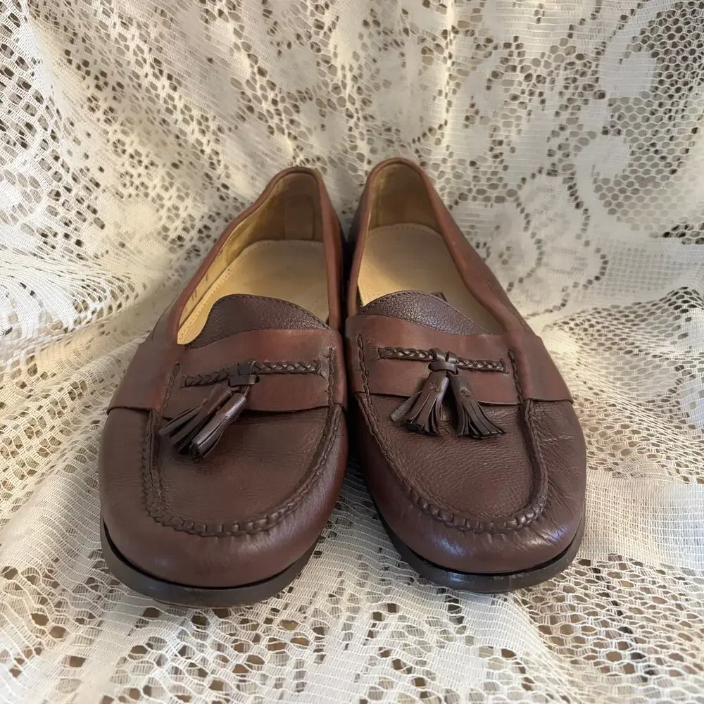 Cole Haan Men's US 12 D Brown Leather Tassel Loafer Shoes